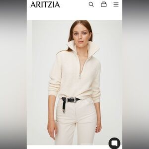 Aritzia Wilfred Free Gwyneth 1/2 Zip Sweater Alpaca Merino Wool Brown